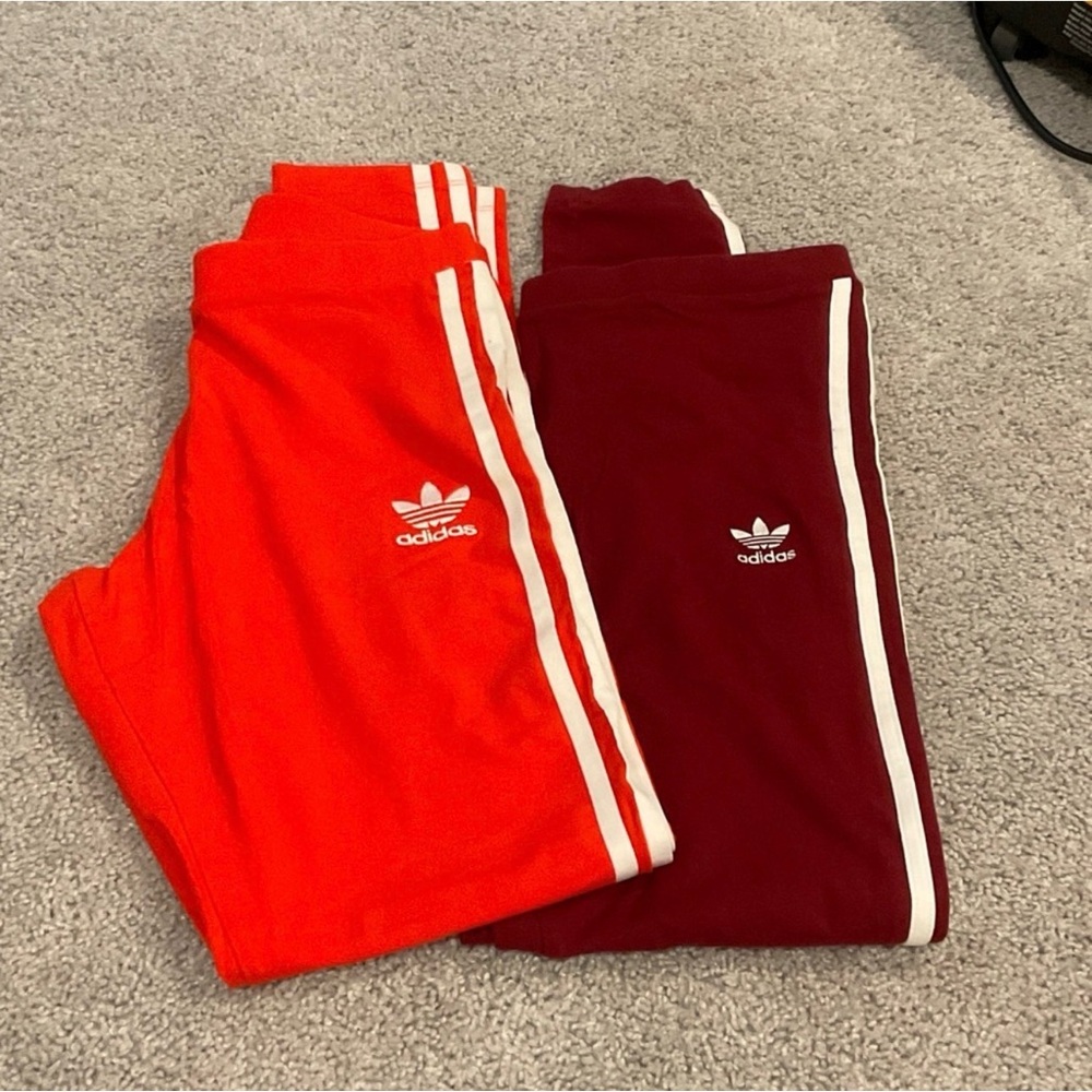 adidas Red and Burgundy Leggings